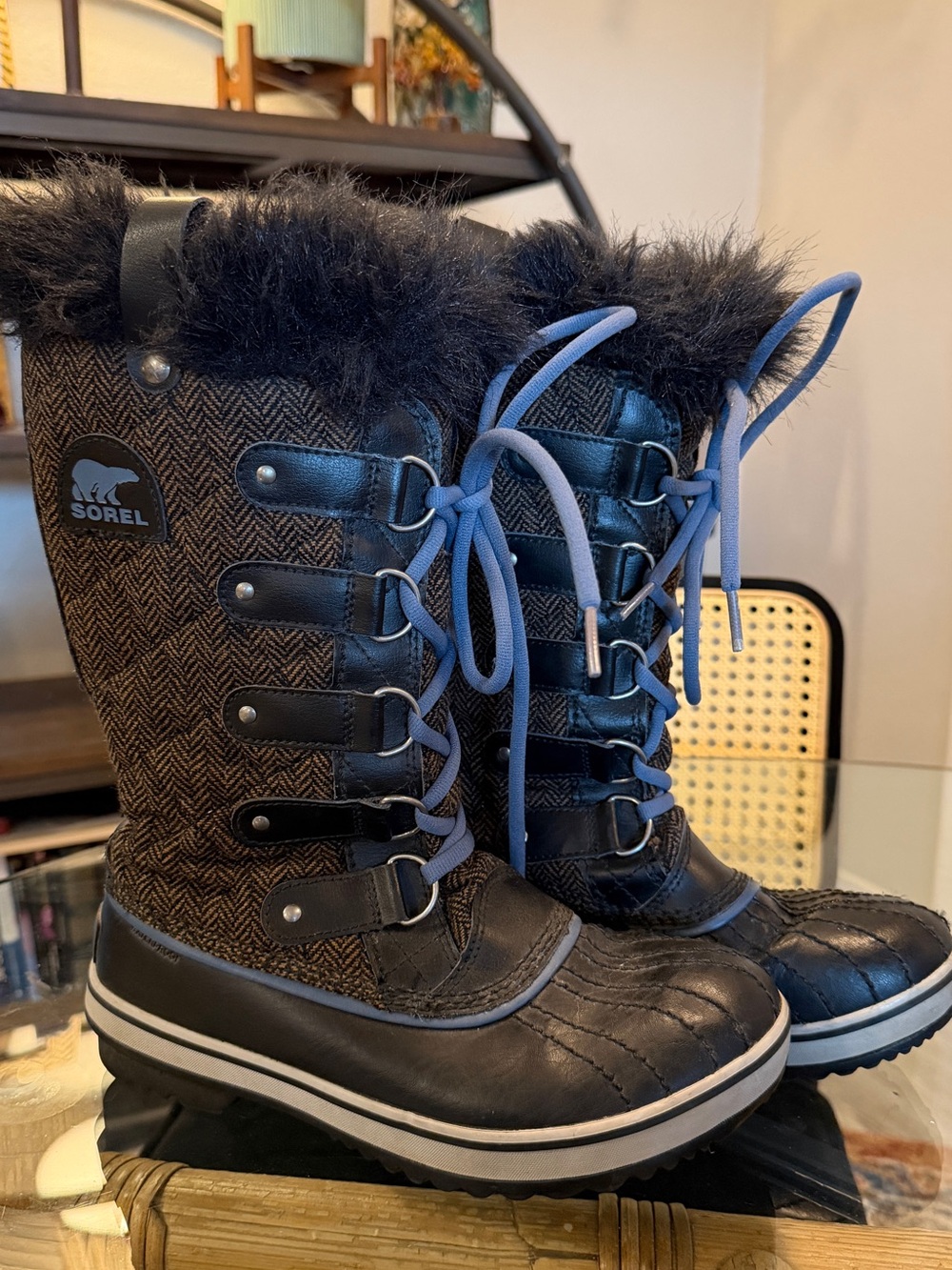 Sorel Black Herringbone Joan of Arctic Winter Boots